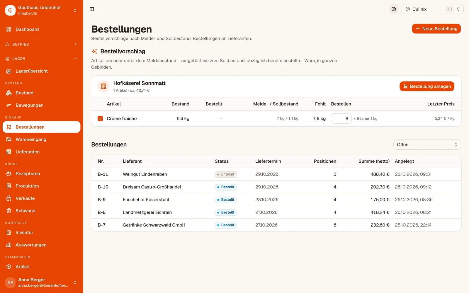 Nachbestellen, bevor das Regal leer ist